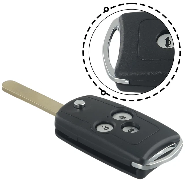 Coque De Clé Voiture Renault Clio/Kangoo - Remplacement En Plastique, 2 Boutons, Couleur Noire - 6