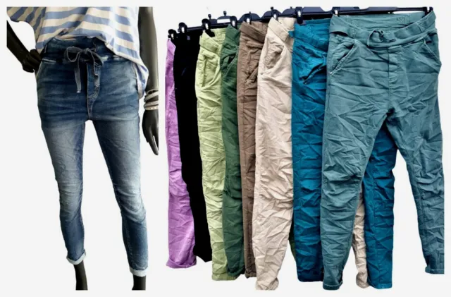 Melly&Co pantaloni jogger jeans jogpant denim molti colori taglia S-XXL