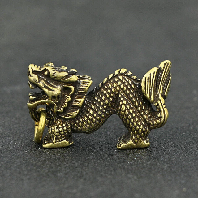 Solid Brass Dragon Figurine  Small Statue Home Ornaments Animal Figurines Gift