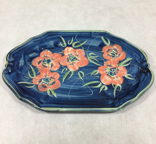 Jacques Hand Painted Flowers Plate France Decorative Platter Floral