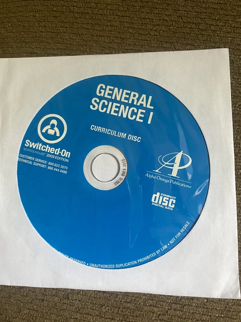 Switched On Schoolhouse General Science I 7th Grade CD 2009 Edition