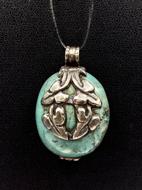 Nativi Argento Sterling Turchese Fiore Ciondolo Navajo 45.2 Grames