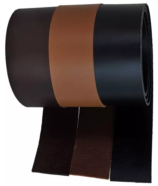 Leather Strips and Straps Black Brown & Dark Brown 40 mm wide