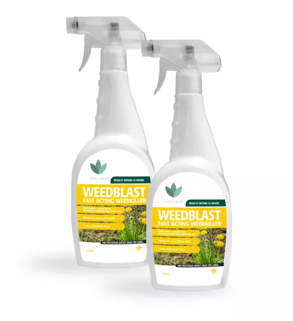 Fast Acting Weedkiller 2 x 1 Litre WeedBlast Ready To Use Weed Killer