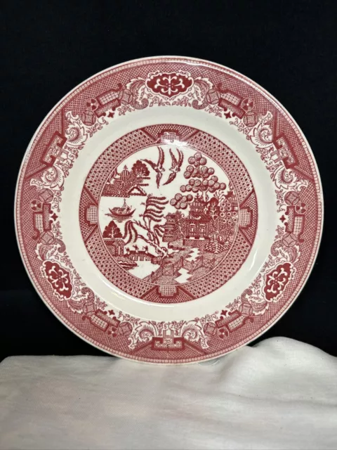Vintage Willow Ware Royal China Underglaze Red Dessert Small Dish Plate 1950
