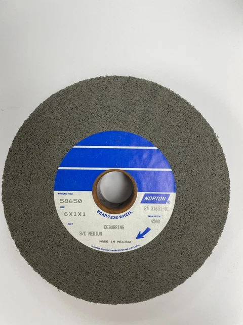 Norton 6" X 1" Silicon Carbide Deburring Wheel, S/C Medium, 4500 Rpm