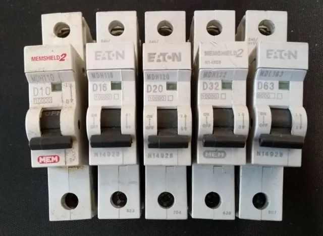 MEM/Eaton/Bill  Memshield 2 Single Pole MCB 63A,40A,  32A, 20A, 16A, 10A  Type D
