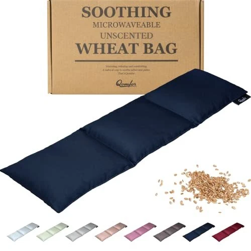 Qomfor Coussin Chauffant Micro Onde - Bouillotte Sèche 46x12cm - Sac en Coton Do