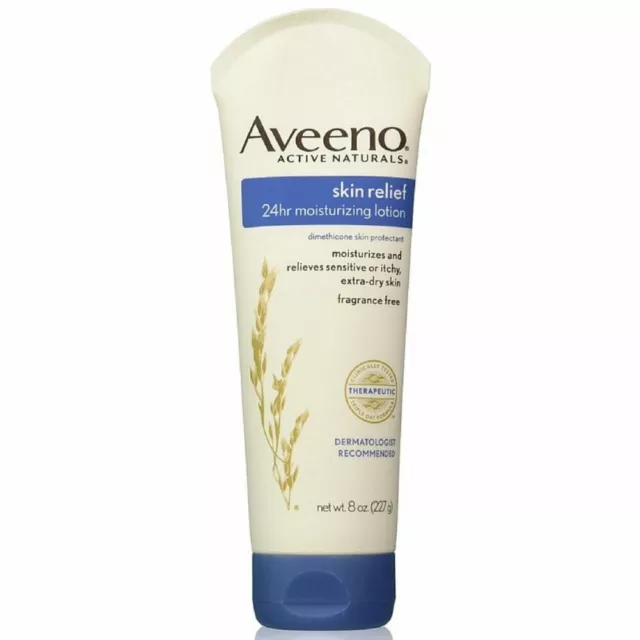 Loción hidratante 24 horas para alivio de la piel Aveeno para pieles sensibles con S natural