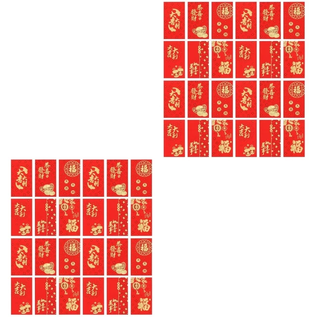 120 Pcs Long Red Envelope Bag Paper Lucky Money Pocket Lunar New Year