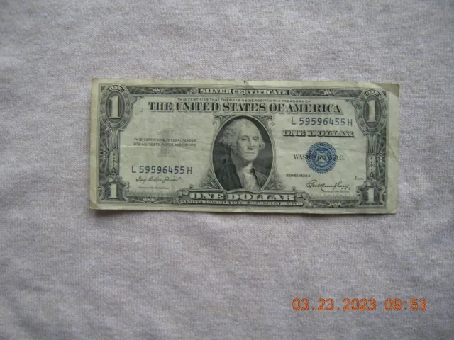 VINTAGE one DOLLAR 1935-E STAR $1 SILVER CERTIFICATE BILL BLUE SEAL WASHINGTON