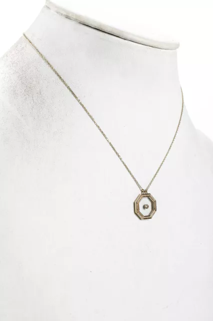 L Atelier Nawbar Womens 9k Yellow Gold White Diamond Hexagon Amulet Necklace 3