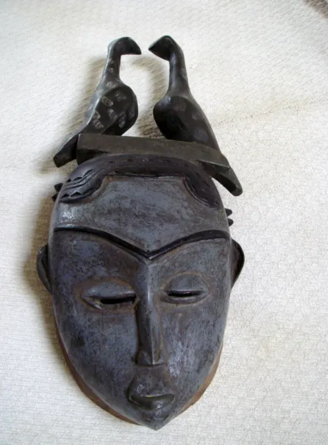 Vintage African Mask, Bird Man, Hand Carved