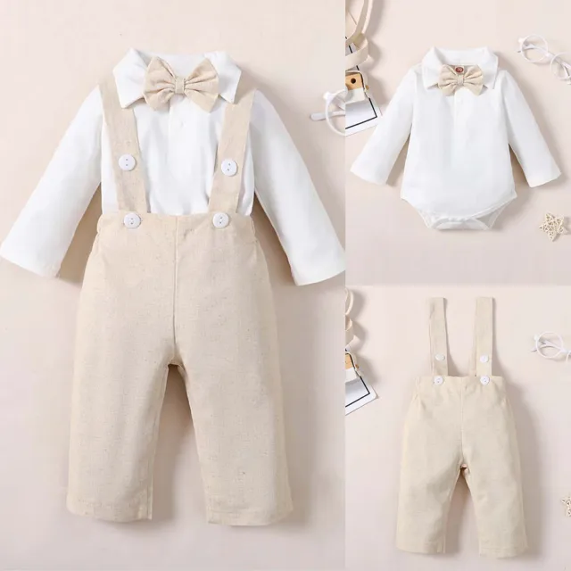 Neugeborenes Baby Jungen Gentleman Set Langarm Strampler Latzhose Kinder Outfits