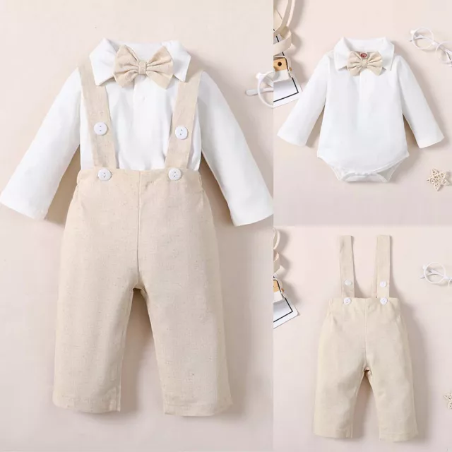 Neugeborenes Baby Jungen Gentleman Set Langarm Strampler Latzhose Kinder Outfits