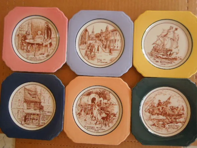 Vintage Syracuse China Mini Plates 6 American History OPCO Onondago Pottery Co
