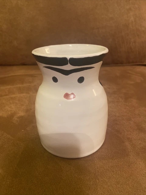Frida Kahlo Mexico Talavera Vase 5” pottery jar hand painted Made Tobias Huerta