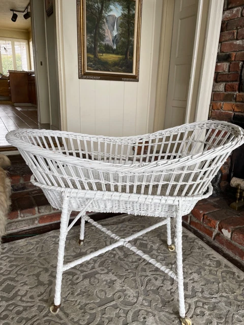 antique wicker baby bassinet