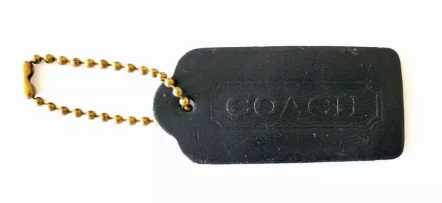 COACH Flat Black Leather Hang Tag Fob Keychain - Coach Leather Keychain