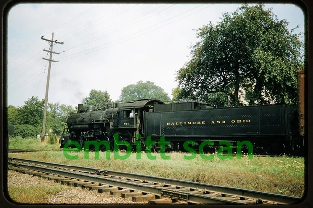 Original Slide, B&O Baltimore & Ohio 0-8-0 Steam #819 Freight Action, 1957 Ohio