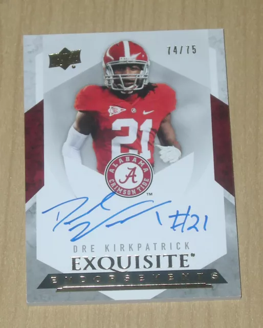 2012 Upper Deck Exquisite Endorsements Dre Kirkpatrick autographe 74/75