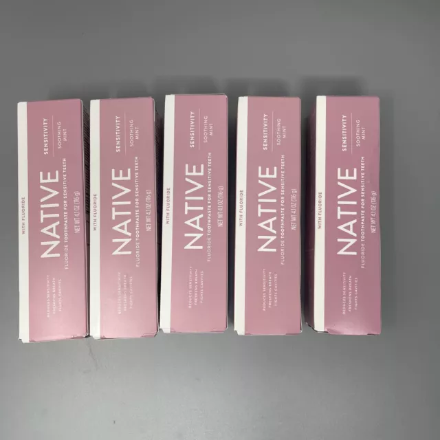 (5) NATIVE FLUORIDE Toothpaste Sensitivity Soothing Mint , 4.1 Oz Exp ...