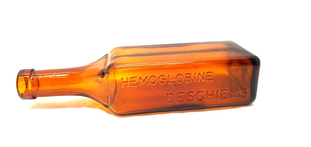 Antik Flacon Medizinisches Apotheke Hemoglobine Deschiens Flacon aus Glas Orange