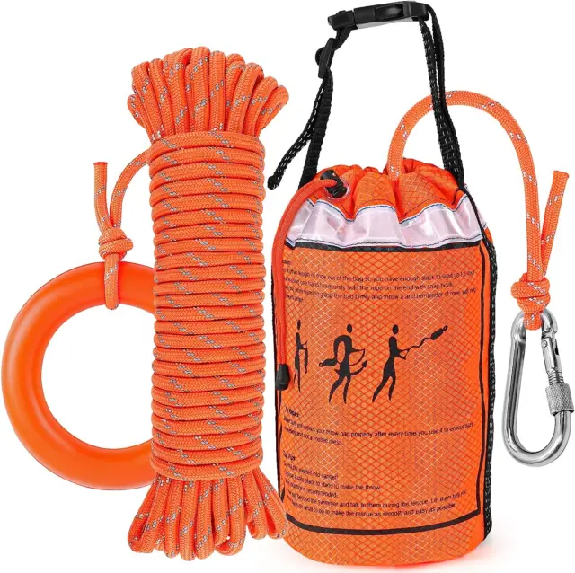 NTR Water Rescue Throw Bag with 50/70/98 Feet of Rope in 3/10 Inch Tensile Rated
