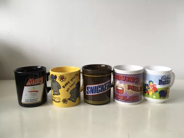 Retro Confectionary Mugs Mars, Snickers, Jelly Babies, Cadbury, Buttons