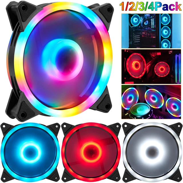SILENT LED PC Case Fan Cooler 120mm Computer Cooling Fan Double Light ...