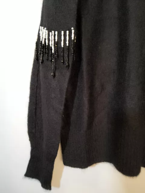 CHRISTOPHER KANE Beaded Fringe Sweater In Black. Size L 3