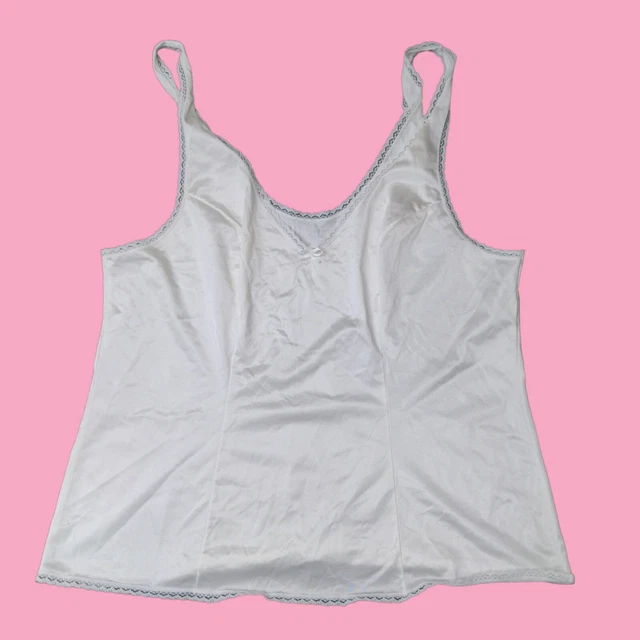 1970's Vanity Fair White/Ivory Lace & Nylon Camisole Made in USA Size 40/46