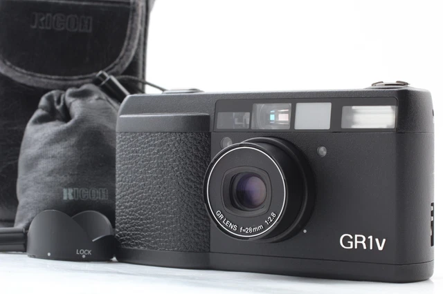 ALL WORK! 【 EXC+++++ w/ Case Hood 】 Ricoh GR1V Black 35mm Film Camera from JAPAN