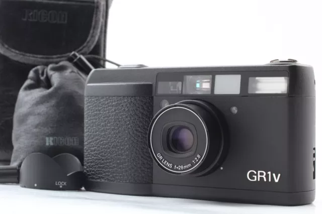 ALL WORK! 【 EXC+++++ w/ Case Hood 】 Ricoh GR1V Black 35mm Film Camera from JAPAN