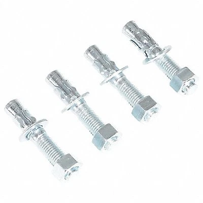 Vestil Wedge Anchors: Zinc Plated Steel, Silver, 4 PK  AS-344-4PK Vestil