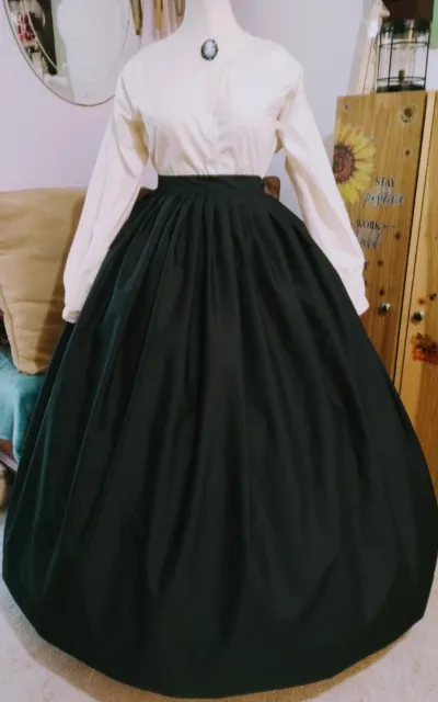 Civil War Dress~Victorian Style-  Jett Black, Over Hoop Morning Or Day Skirt