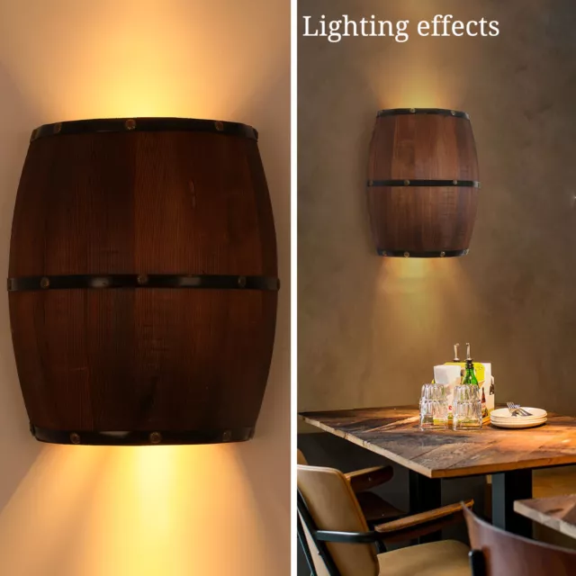 Wall Light Wood Wine Barrel Wall Lamp Fixture Sconce Lighting Bedroom Bedsides! Wall Light Wood Wine Barrel Wall Lamp Fixture Sconce Lighting Bedroom Bedsides!