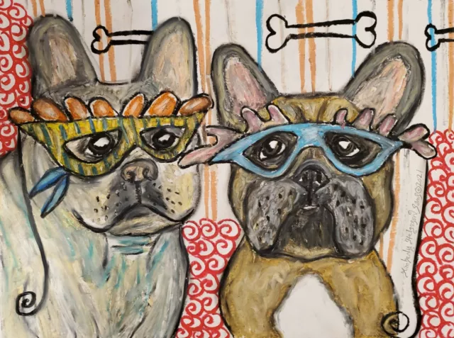 French Bulldog Art Print from Painting | Frenchie Gifts, 8x10 Poster, Mardi Gras