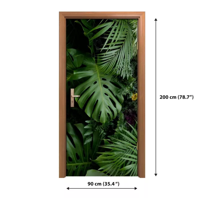 Door Wall Sticker HD Decals Self-adhesive Tropical Jungle Leaves Picture