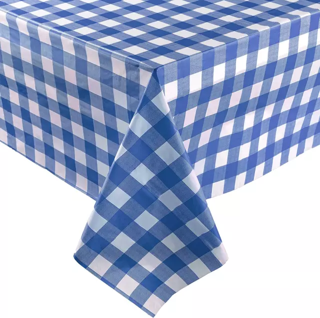 Blue Gingham Checkered 12 Pack Standard Disposable Plastic Party Picnic Tablecl