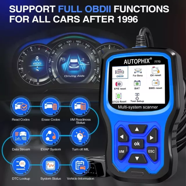 Fit for Mercedes Benz OBD2 Car Diagnostic Scanner Oil EPB BAT ABS DPF SRS Reset