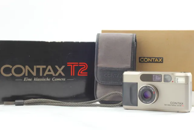 [N. MINT w/box] Contax T2 Titan silver 35mm Point & Shoot Film Camera From JAPAN