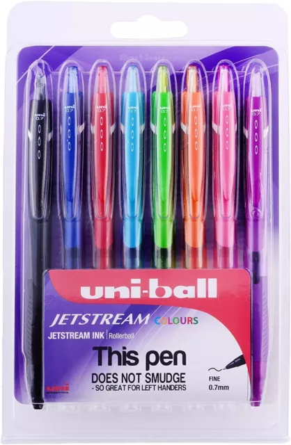 Uni-Ball Jetstream SXN-150C-07 Colour Retractable Rollerball Pen - Wallet of 8