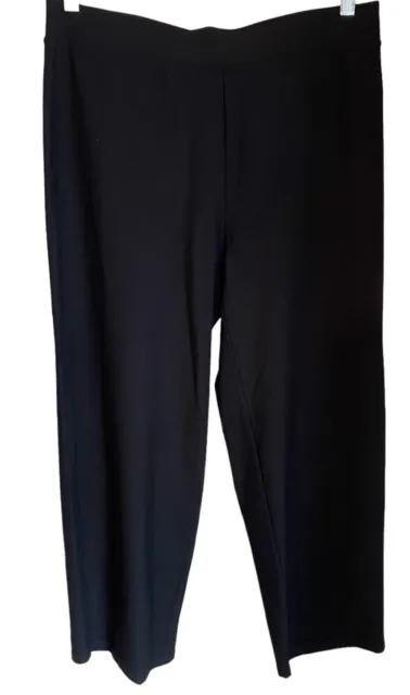 Eileen Fisher Washable Stretch Crepe Pull On Slim Ankle Pants Black Size S