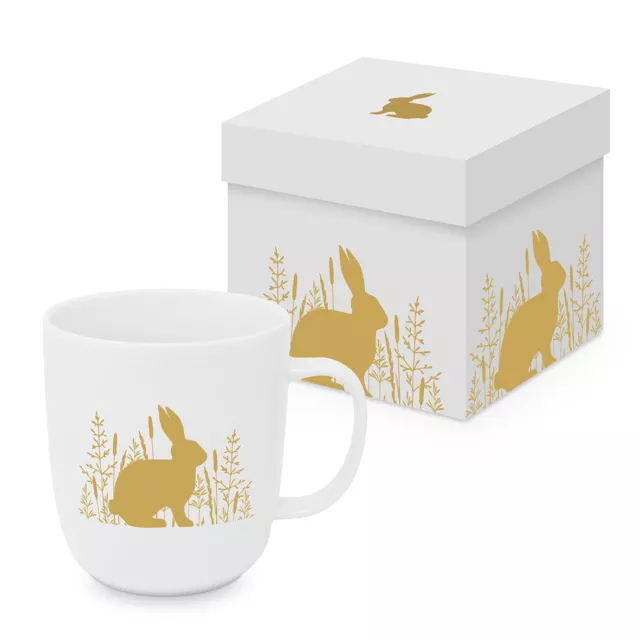 Pure Easter Oro Pascua Conejo Mattfinish Fuente Taza Caja de Regalo Ppd