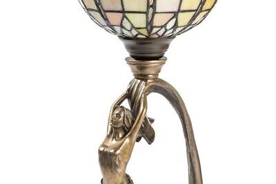 Lampada da tavolo in stile tiffany con decorazione di una donna in stile decò 2
