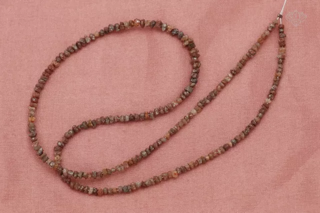 32 Cts Natural Brown Diamond Uncut Chips Loose Strand 17" Nuggets Beads Jewelry