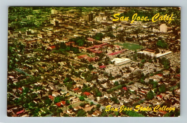 San Jose CA- California, Aerial View, San Jose State College, Vintage Postcard