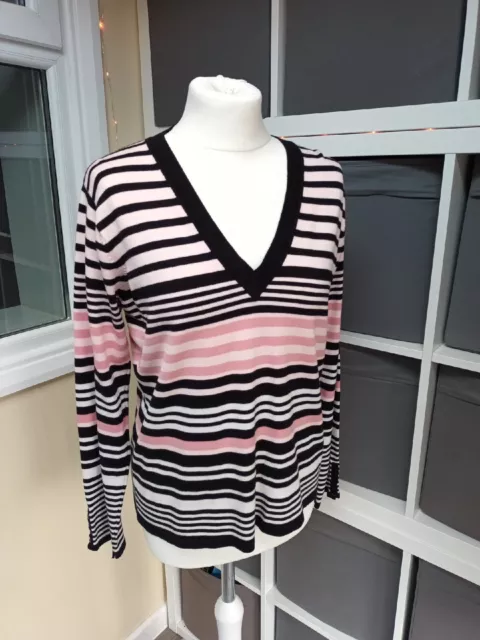 Debenhams - Ladies Size 18 Autumn Winter Long Sleeved Striped Thin Jumper