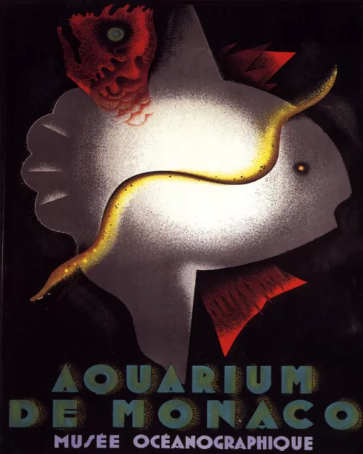 Poster Aquarium Of Monaco Oceonographique Museum Fish Vintage Repro Free S/H